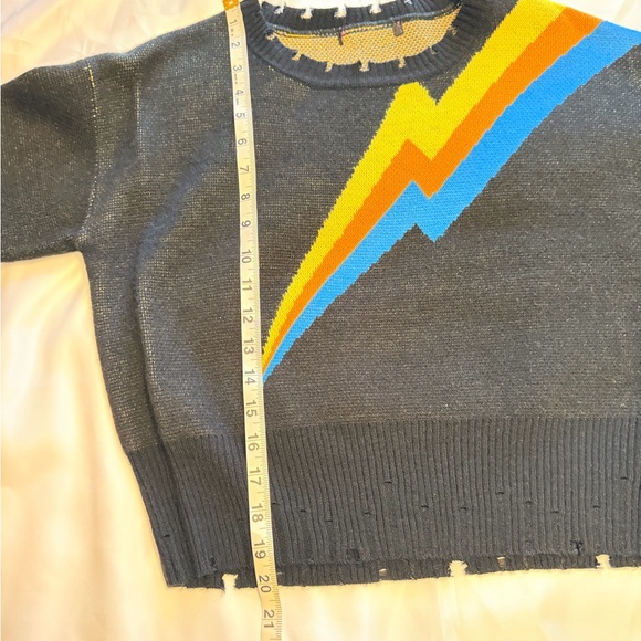 Distressed Lightning Bolt Knit Sweater – S/M (no tags) - Picture 2 of 8